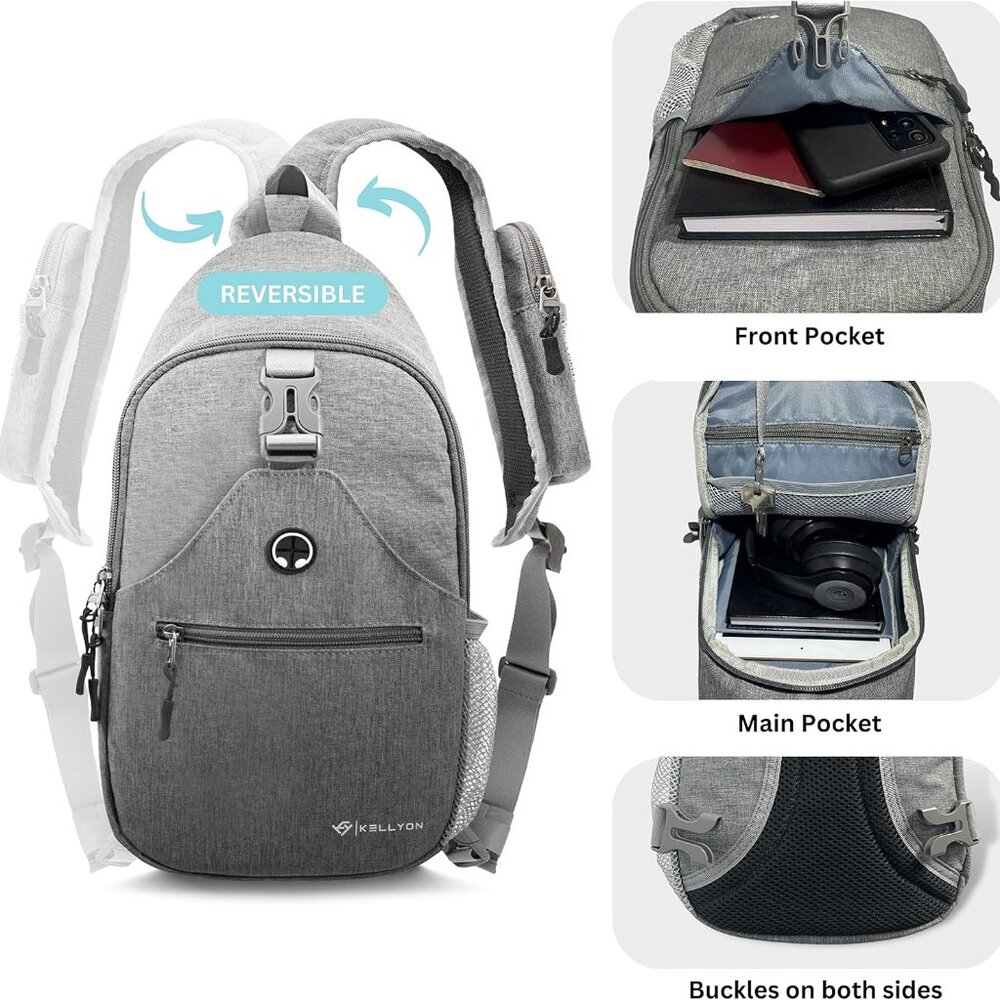 Kellyon Sling Bag Crossbody Sling Backpack Travel Hiking Casual Daypack C
